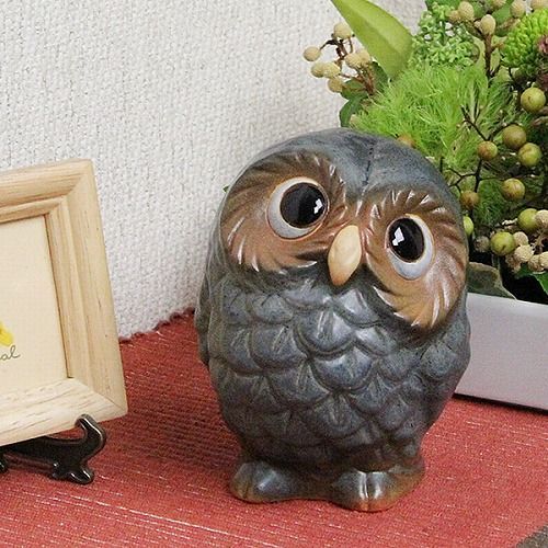 親子ふくろう 子(青銅)!信楽焼 梟 ふくろう置物 陶器フクロウ