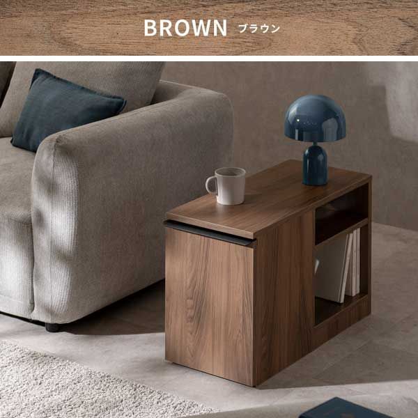 超安値登場！ ダストボックス 20L キャスター式 付きの木目調サイドテーブル 2段棚付き No.3065 約W65×D30×H45cm ナチュラル