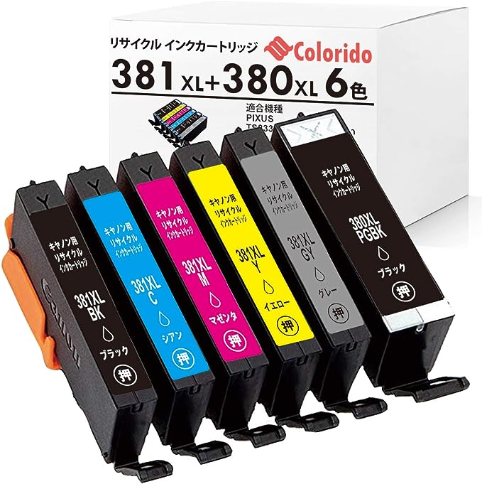 Colorido】キャノン用リサイクルインク BCI-381 XL+ 380 XL 大容量6色セット [Canon 対応機種：PIXUS TS8130  TS8230 TS8330 TS8430 381XL+380XL/6MP メルカリShops