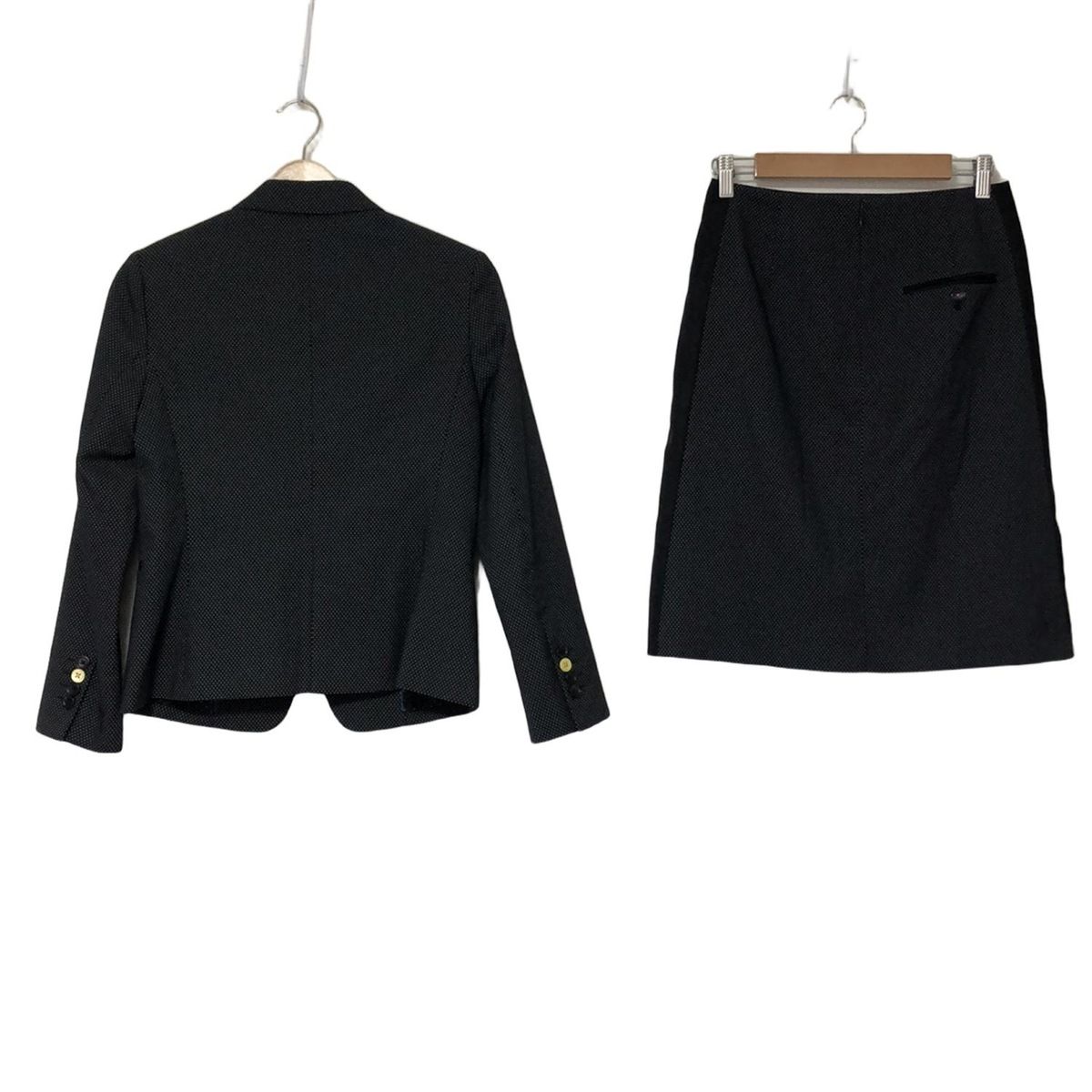 ポールスミスブラック　スカートスーツ　総裏花柄　大きめサイズ　美品　黒　XL相当 PaulSmith(ポールスミス) スカートスーツ レディース - 黒×白 肩