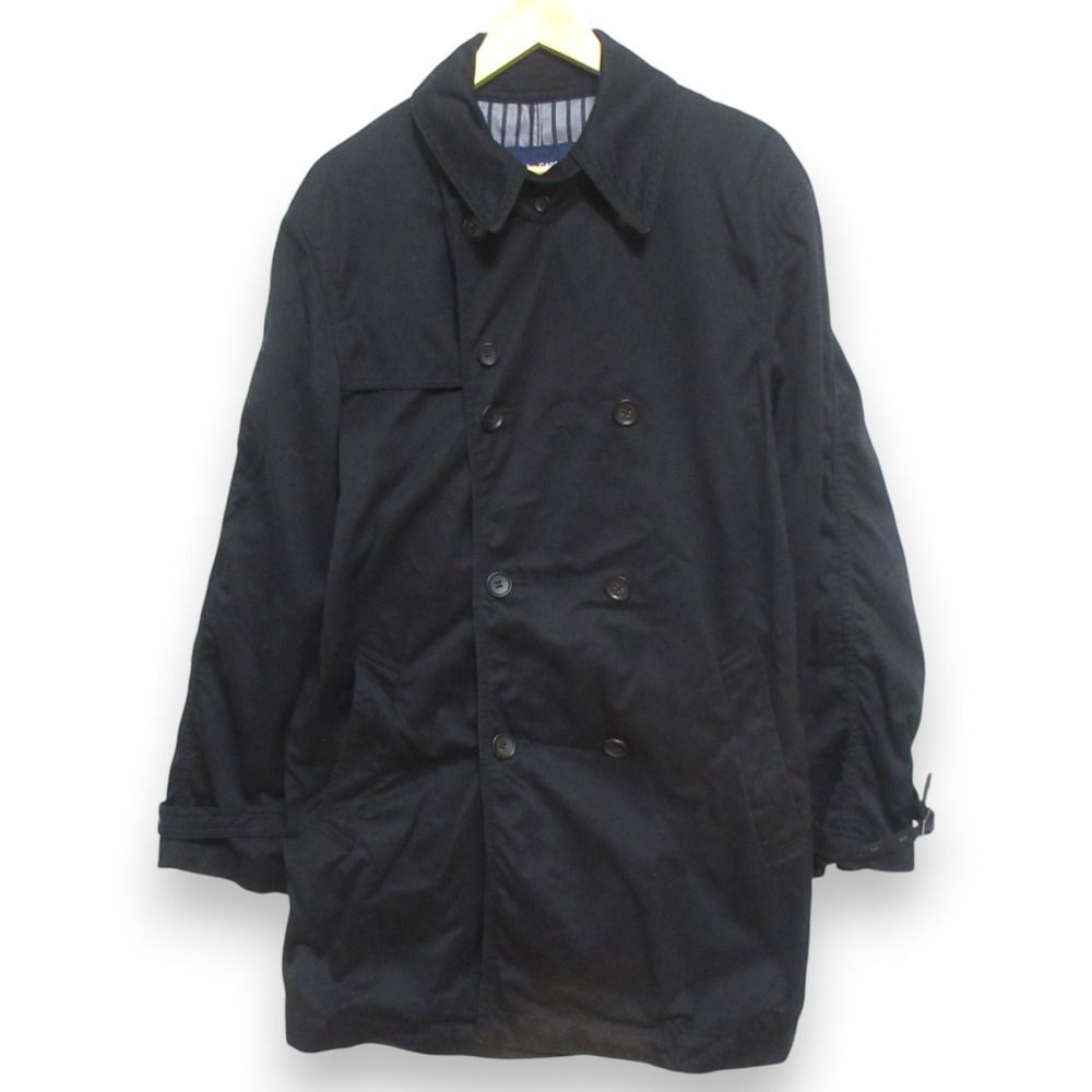 美品 04AW COMME des GARCONS HOMME コムデギャルソンオム ダブルボタン トレンチコート HN-C002 Lサイズ ブラック メンズ 古着 中古 USED