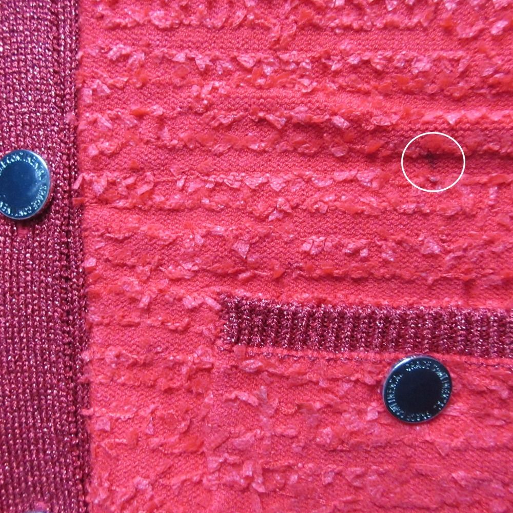 GRACE CONTINENTAL - 未使用 24AW GRACE CONTINENTAL グレースコンチネンタル メタル釦 Vネック ツイードバイカラーニットカーディガン 0124453018 36 レッド レディース 古着 中古 USED 未使用 24AW GRACE CONTINENTAL グレースコンチネンタル メタル
