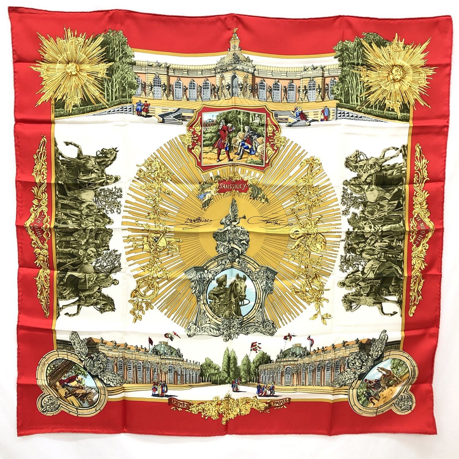 HERMES エルメス スカーフ カレ90 SANSSOUCY サンスーシー宮殿