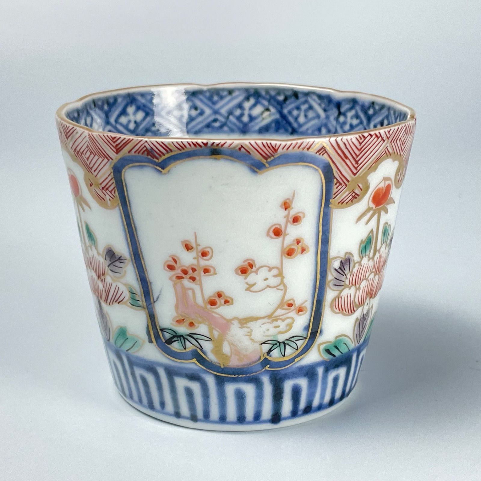 古伊万里 瑠璃釉 金彩 蕎麦猪口 骨董 アンティーク 古伊万里 瑠璃金彩