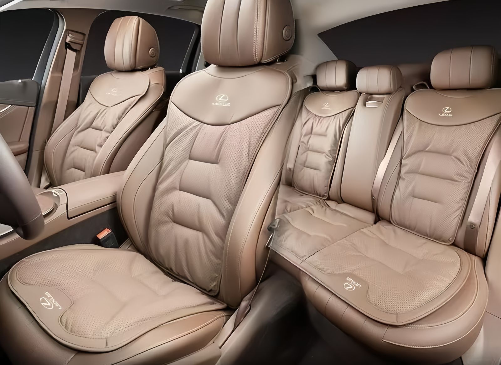 レクサス 前後シートクッション クッション7点セット 調節 な背もたれ Nappaレザー製 高品質パイピング 梅花型バックル取付式 4色展開 BRIGHTFACE_UK