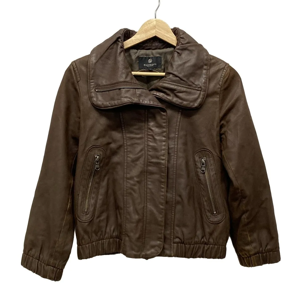 美品◆UNITED ARROWS◆羊革 ノーカラーレザージャケット モカベージュ RVt3X4YeddTpAuwHyKRdib.jpg@webp