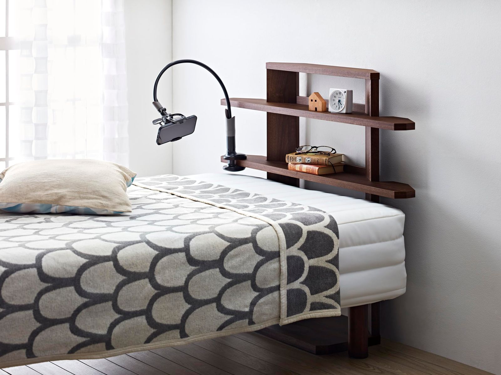 朝日木材加工 後付けヘッドボード roodeft 幅97×奥行30×高さ83.5cm ブラウン 高さ調節8段階 RDS-8010SH-DB