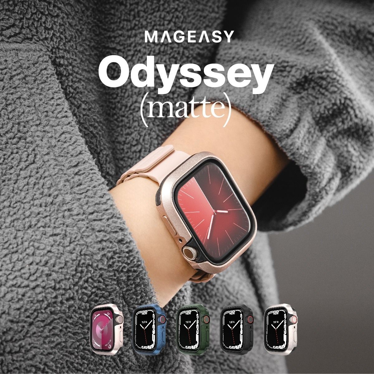 Apple Watch 45mm ケース 米軍 MIL規格 耐衝撃 アルミ TPU ケース 衝撃 吸収 AppleWatch アップルウォッチ 45 mm 対応 MagEasy Odyssey (matte)