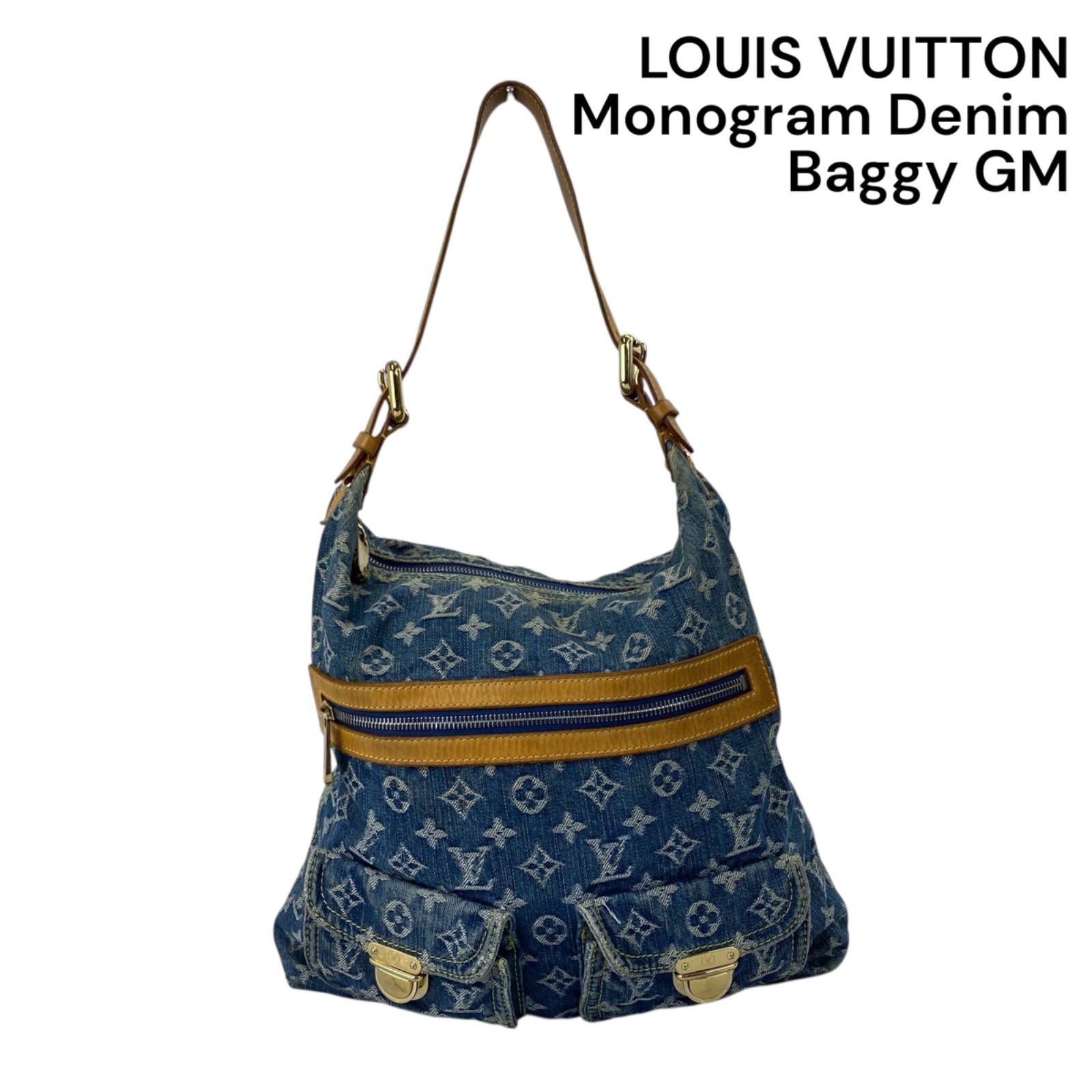 訳あり ヴィトン ○ルイ LOUIS バギーGM デニム モノグラム VUITTON バッグ