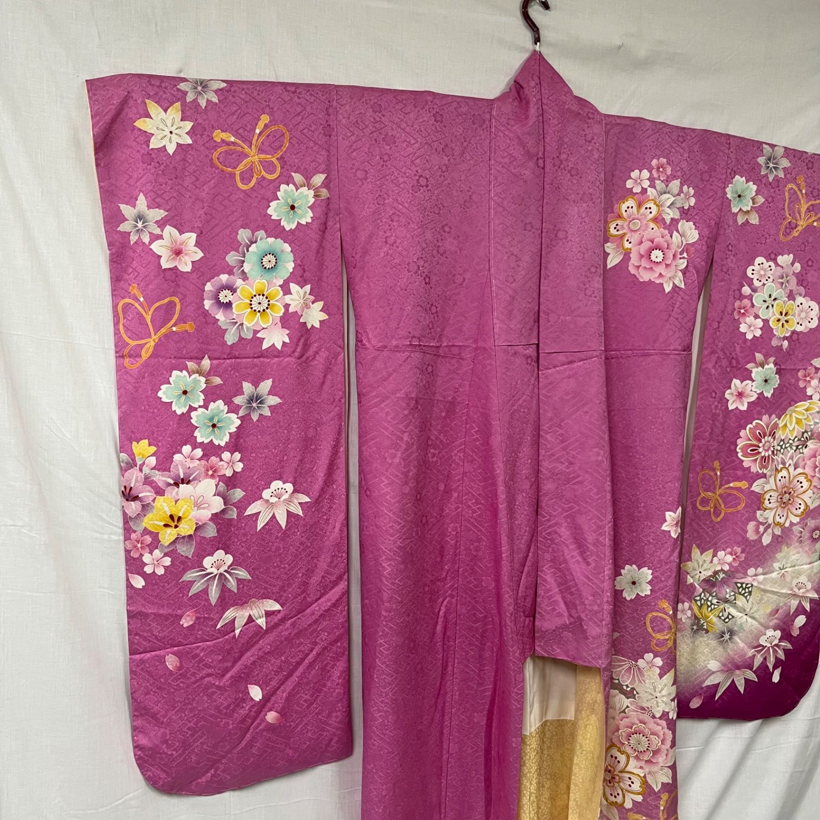 送料無料で新登場！ 仕立上がり 振袖 成人式 卒業式 晴れ着 ピンク 花柄 M ７