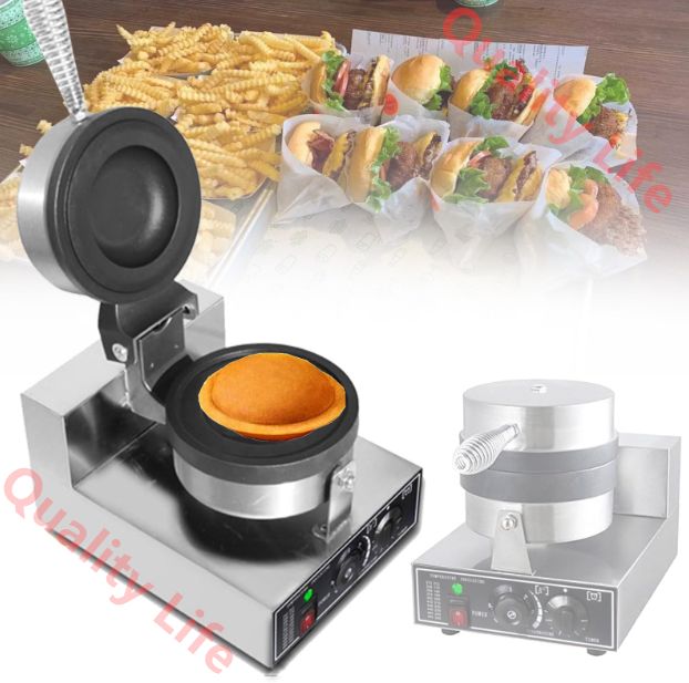 アイスクリームワッフルベーカーマシン 業務用ハンバーガーワッフルメーカープレス 1200W家庭用電気バーガーメーカーモールドノンスティック