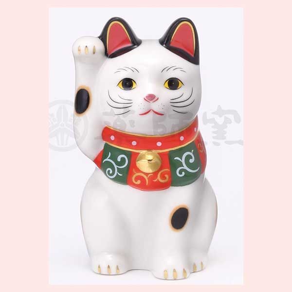 唐草　招き猫（中）　陶器置物　※縁起物，日本，ジャパン，民芸品，工芸品，置き物，吉祥大吉，開運招福，リーズナブル，焼き物，レトロモダン，願い事，祈願，幸福，幸運，可愛い，かわいい，キャット，まねきねこ，シリーズ，伝統，古来