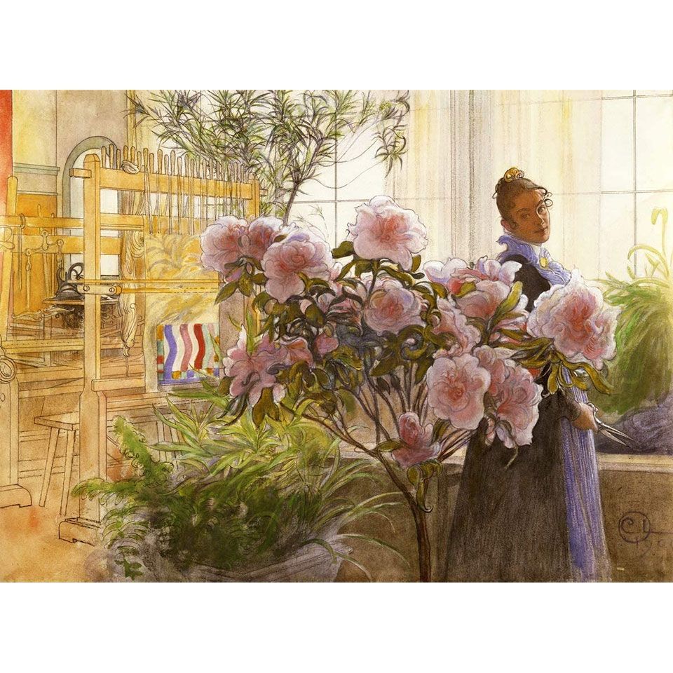カール・ラーション、老爺と新しく植えられた木、希少画集画、新品額装付 カール・ラーション、老爺と新しく植えられた木、希少画集画