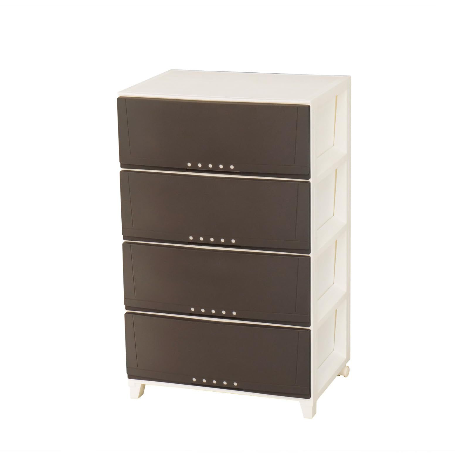 天馬 Tenma シーンを選ばず使える収納チェスト 日本製 完成品 ルームケース 4段 キャスター付きで移動が簡単 引出しロック付きで抜け落ちを防ぐスムーズな引出し タンス 収納ケース 衣装ケース プラスチック 組立不要 色 ブラウン サイズ 54