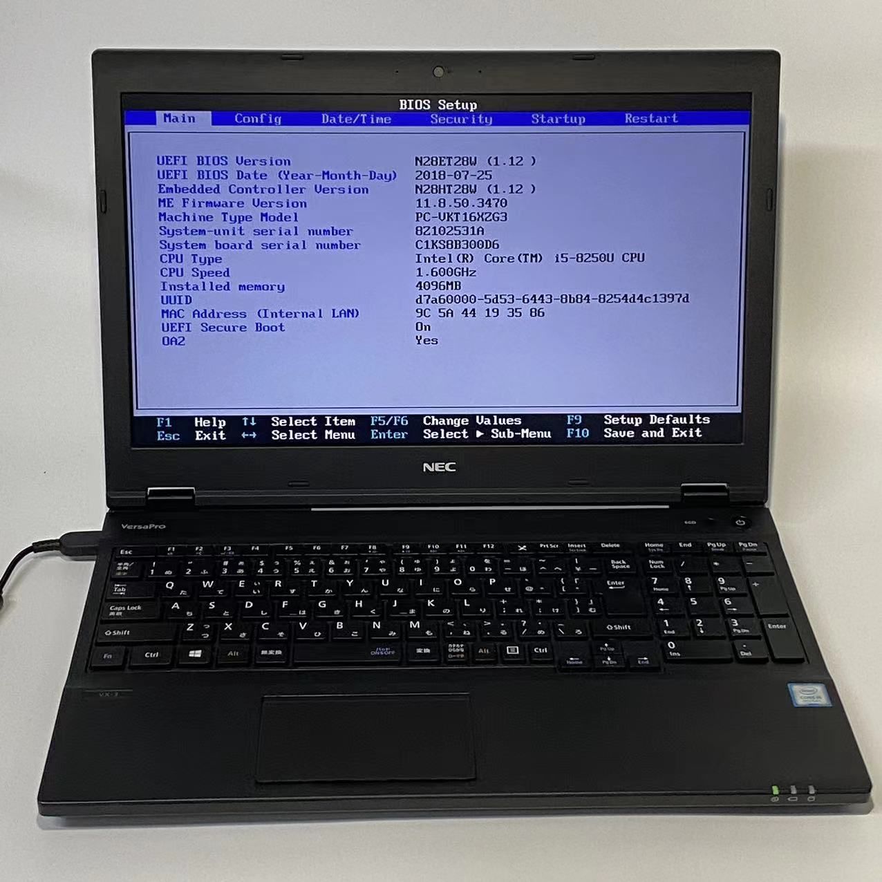 【現状品　ジャンク】第8世代 NEC VersaPro　VKT16X-3　Core i5-8250U /4GB　バッテリー無し