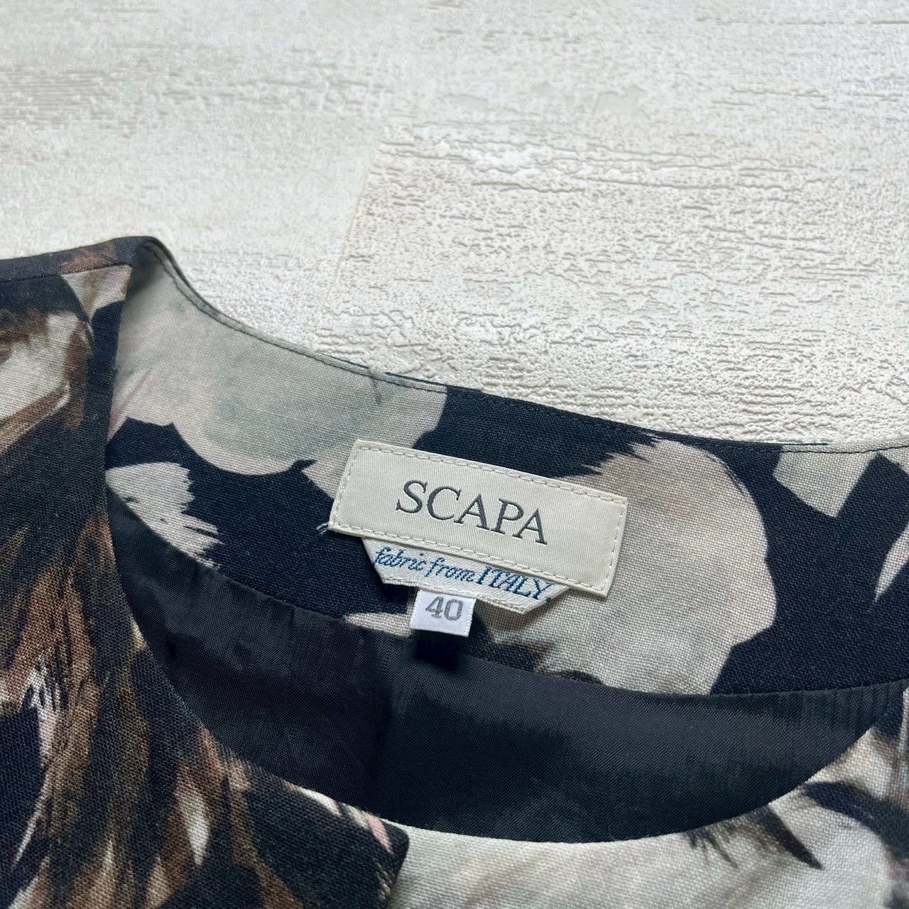 美品・高級】SCAPA（スキャパ）ボタニカル柄ワンピース 七分袖 毛100