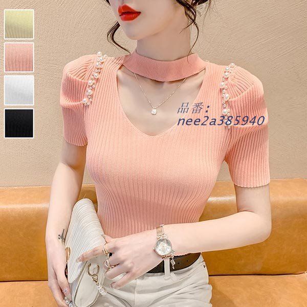 セクシー トップス 半袖 胸元 セクシートップス フェミニン 女性 レディース 着痩せ レディースファッション  nee2a385940