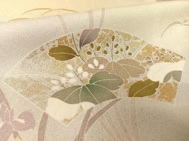 平和屋着物○訪問着 駒刺繍 地紙草花文 暈し染め 金糸 金彩 正絹