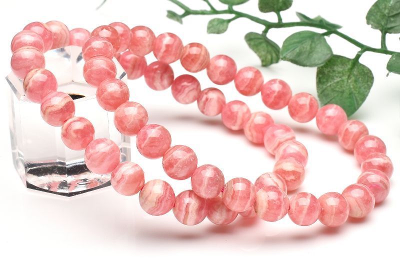 お値下げ！レアなハート型　アルゼンチン産　インカローズ　ブレスレット インカローズ（ロードクロサイト） 産地・アルゼンチン 2つ穴