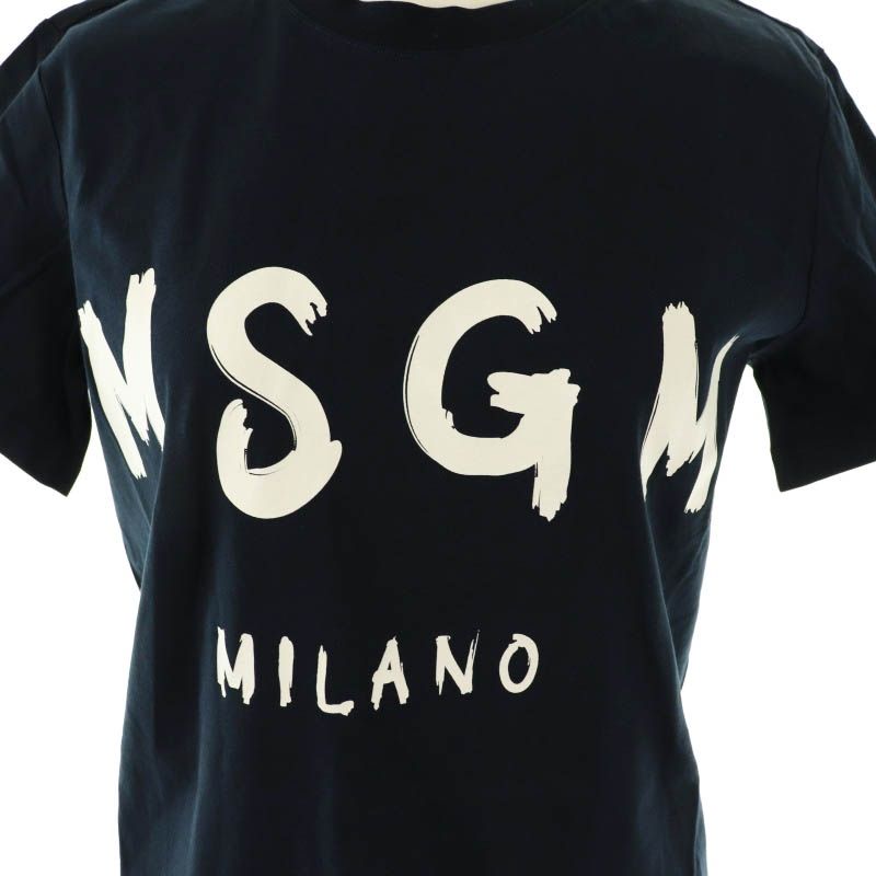 エムエスジーエム MSGM ロゴプリントTシャツ カットソー XS 紺