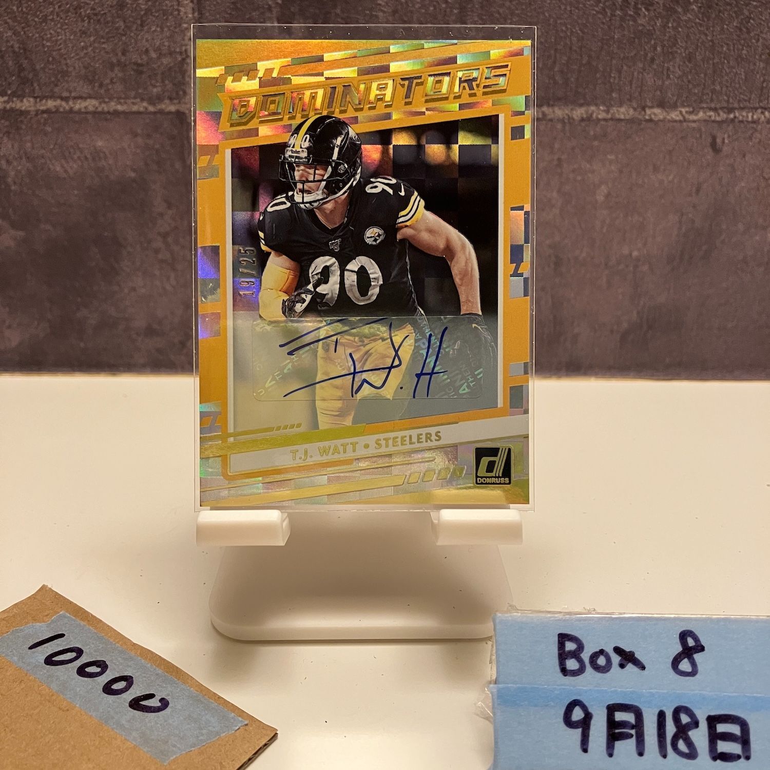 2020 Panini Donruss T.J. Watt 19 25 直筆サイン Pittsburgh Steelers Dominators G Holo カード