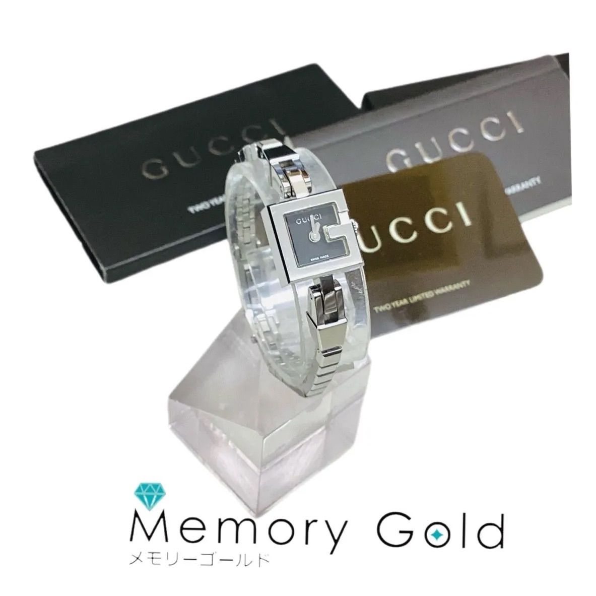 ☆GUCCI グッチ 102 Gロゴケース レディース腕時計 シルバー ブラック