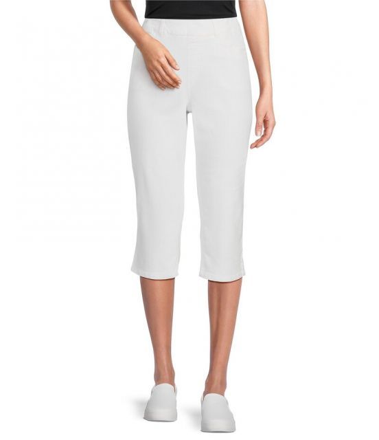 【送料無料】 ウエストバウンド レディース カジュアルパンツ ボトムス Petite Size High Rise Pull-On Capri Pants White
