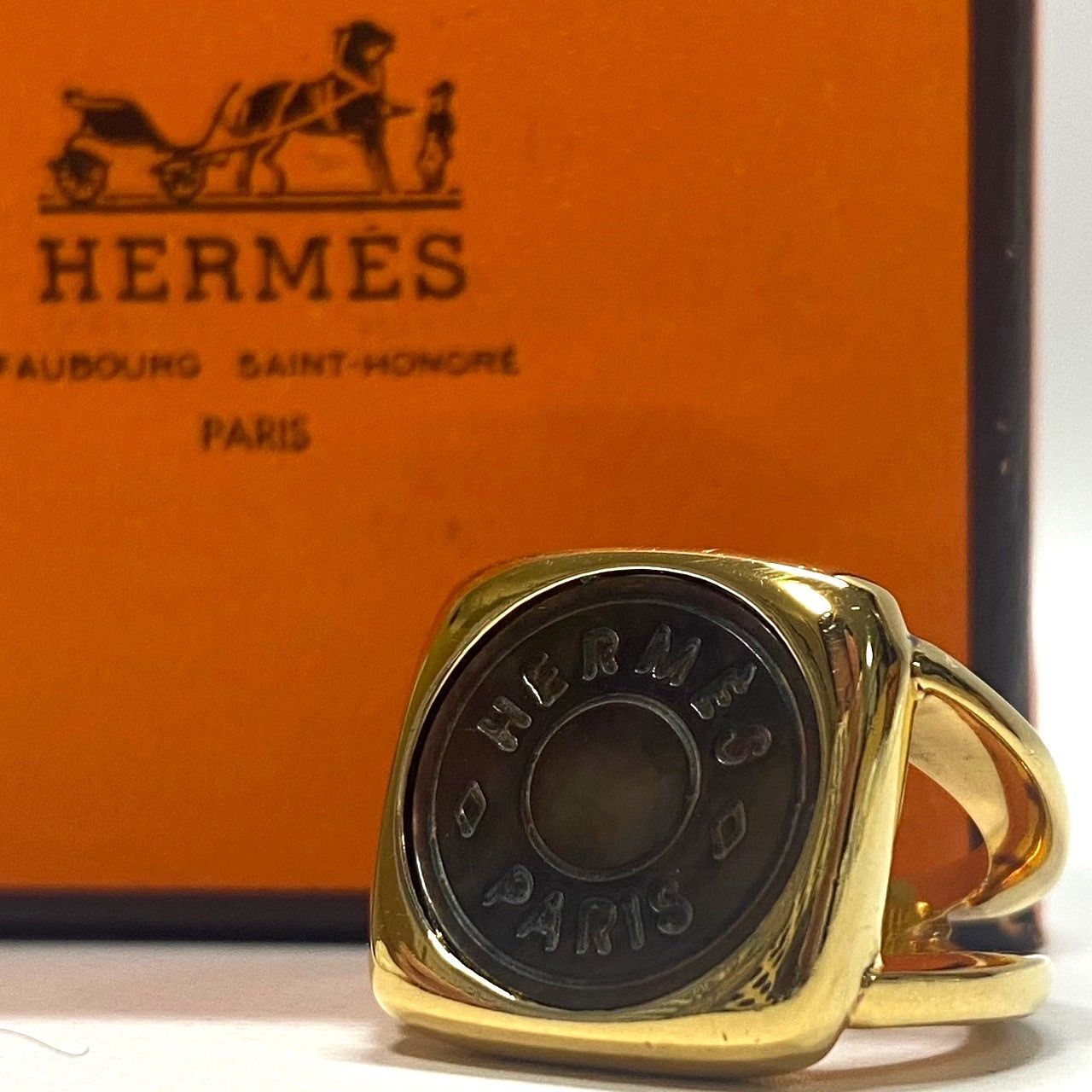 1226 Hermès HERMES エルメス コロゾ セリエ リング 指輪 ゴールド ブラックシェル サイズ JP10 - メルカリ