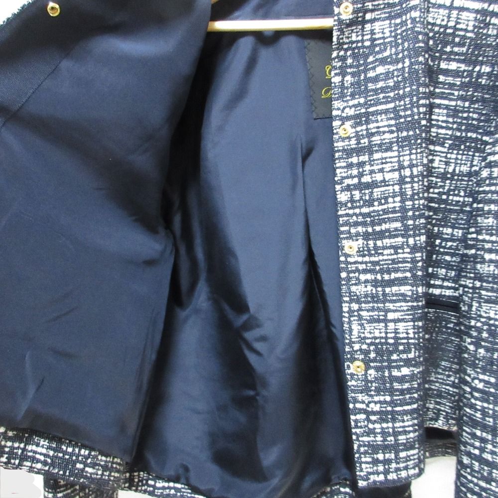 ドゥロワー ノーカラーチェックジャケット ブラック・ホワイト