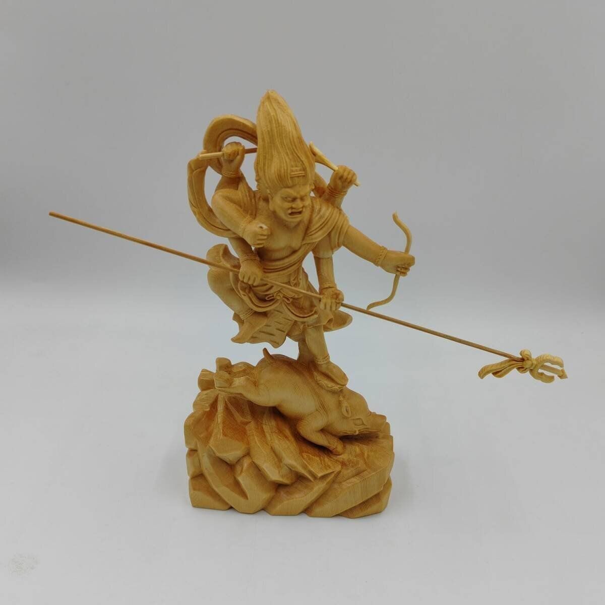 【前売】大型木彫り摩利支天仏像　日本香樟木摩利支天仏像 　手彫り 仏教美術　精密細工 木彫仏像　高：52cm  総高20cm摩利支天 木彫り 仏像 仕様：無垢 ⁄ 素材：桧