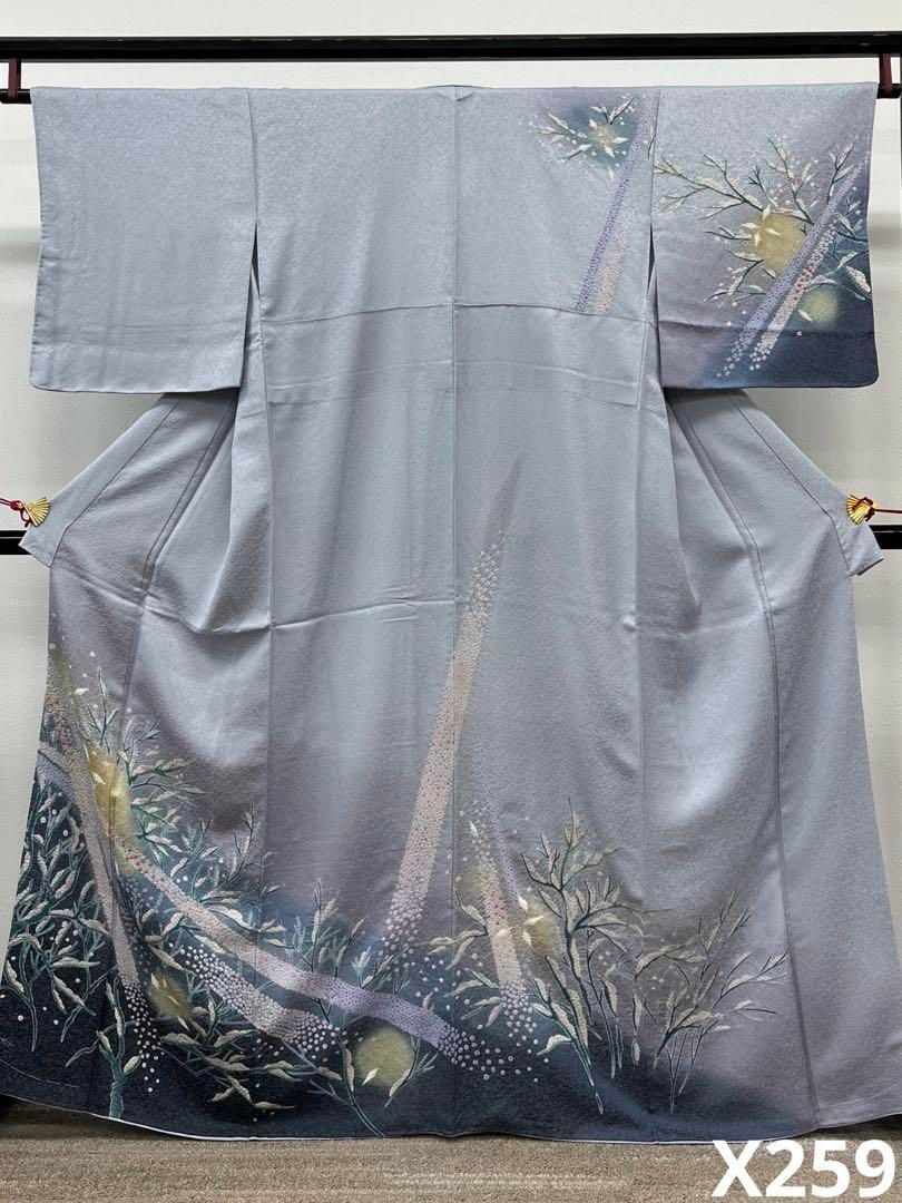 絞り染め 手刺繍 幻想的 訪問着 金通し 雪景色 正絹 躾糸付き