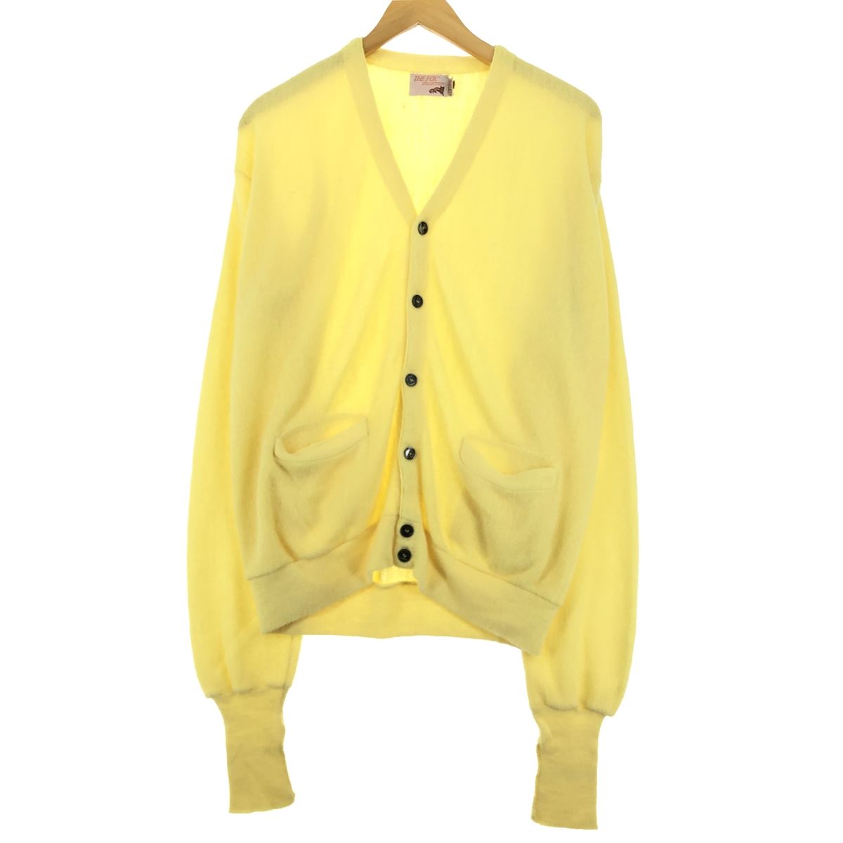 USA製THE FOX COLLECTIONニットカーディガンヴィンテージ青無地 古着 70～80年代 THE FOX COLLECTION アクリルニットカーディガン USA