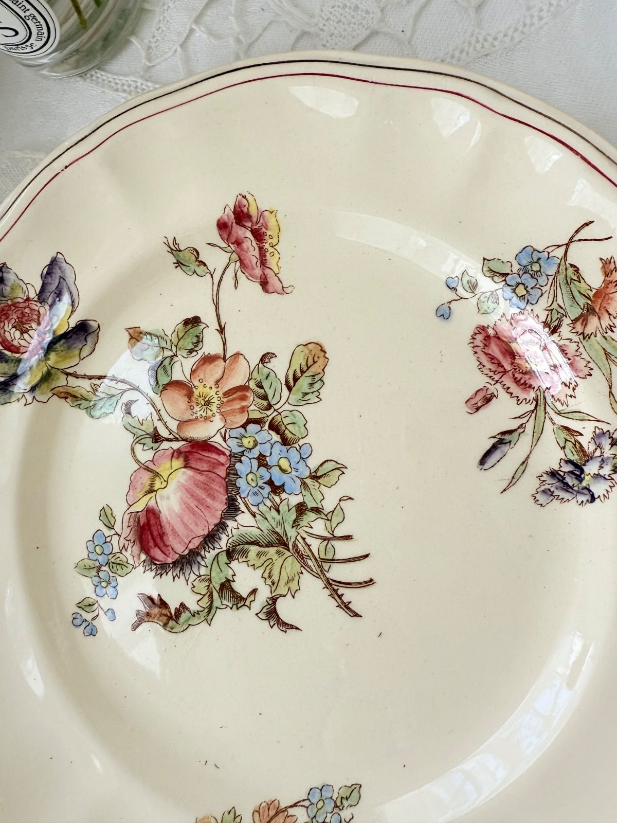 ②ﾃﾞｻﾞｰﾄ Longchamp terre de fer フラワーアンティークプレート