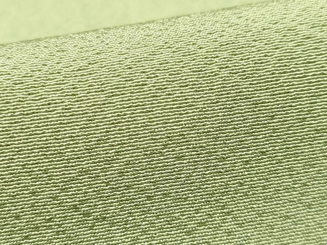 平和屋着物□上質な色無地 作家物 草花地紋 山葵色 正絹 逸品