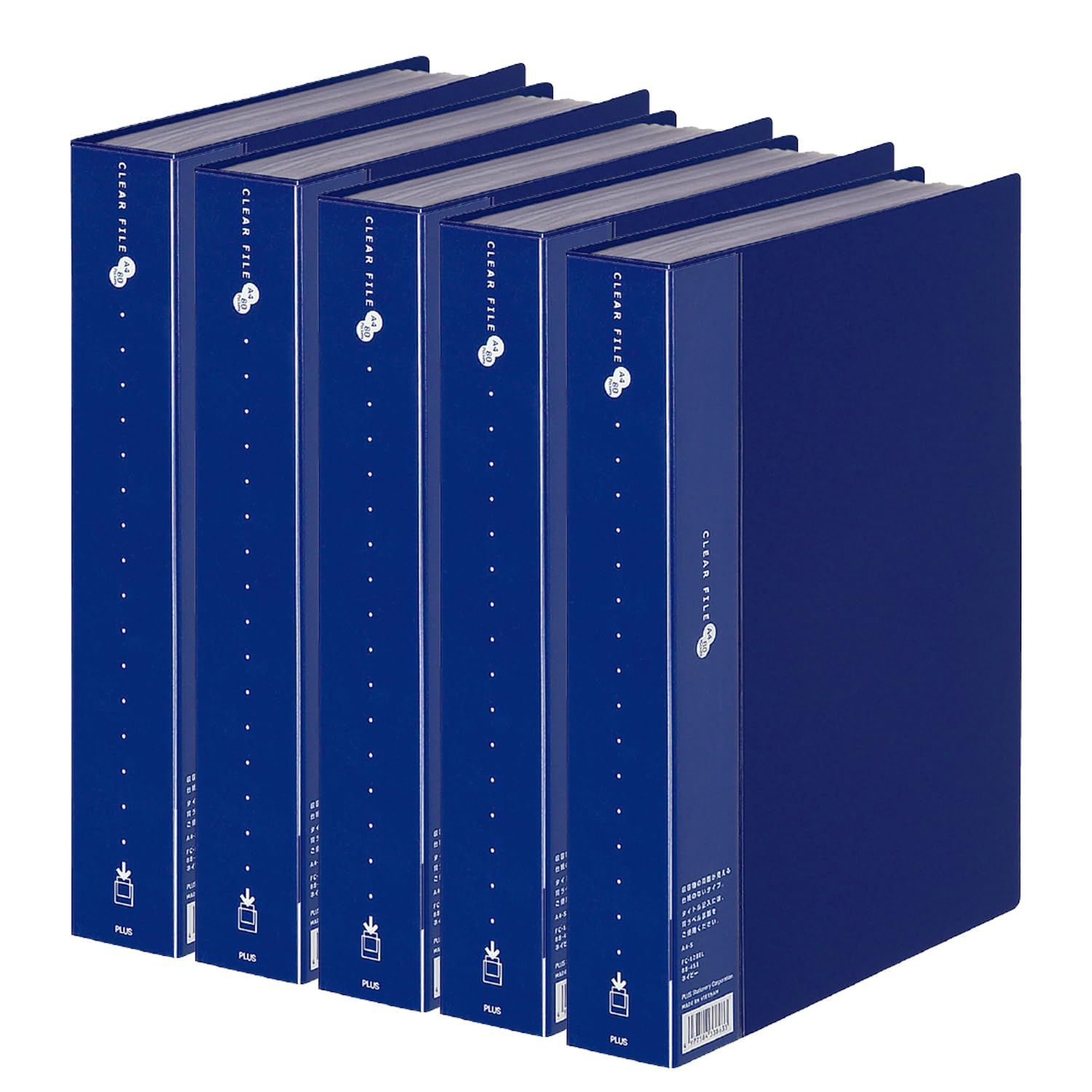 Color ネイビー_Size A4_Style 80ポケット プラス クリアファイル スーパーエコノミー A4縦 80ポケット ネイビー 5冊セット