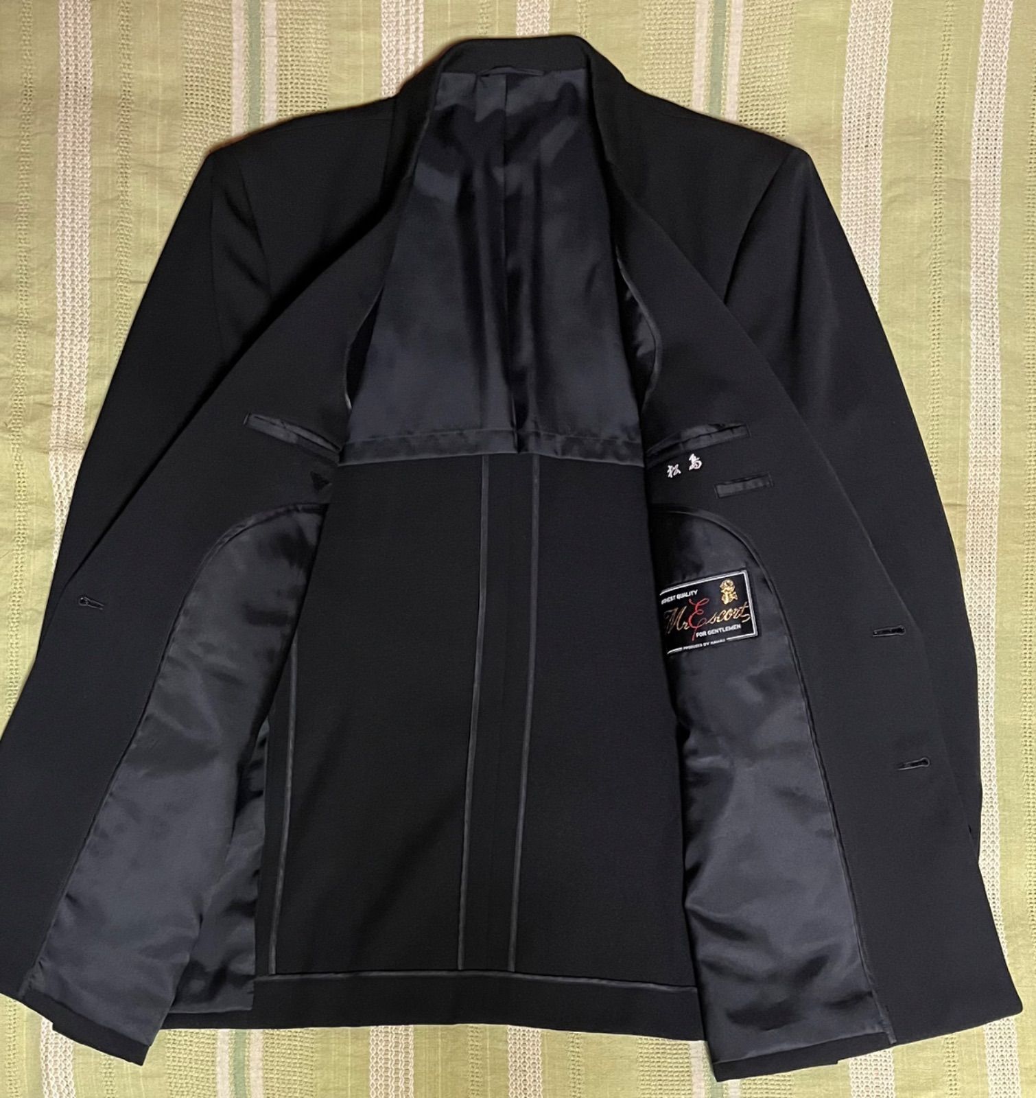 セットアップ ダブルブレスト ジャケット 無地 ブラック 黒 L～XL相当 