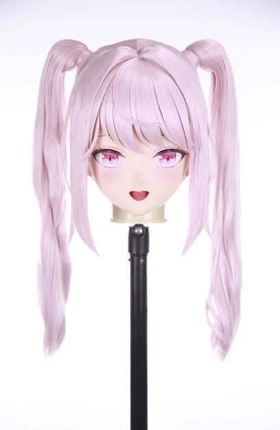 全頭マスク ロック付き NO.1186 カツラ付き フルマスク ドール ヘッドロリータ人形 コスプレ 変身 仮装 着ぐるみ 二次元美少女