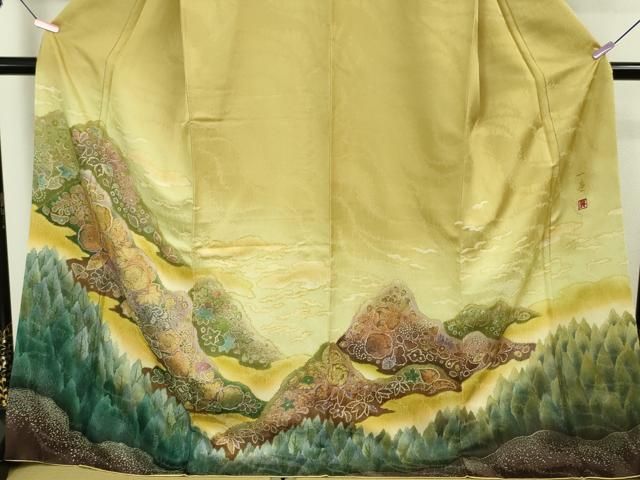 平和屋本店□極上 吉乃一廉 幻の辻が花 訪問着 ロング丈 暈し染め 銀