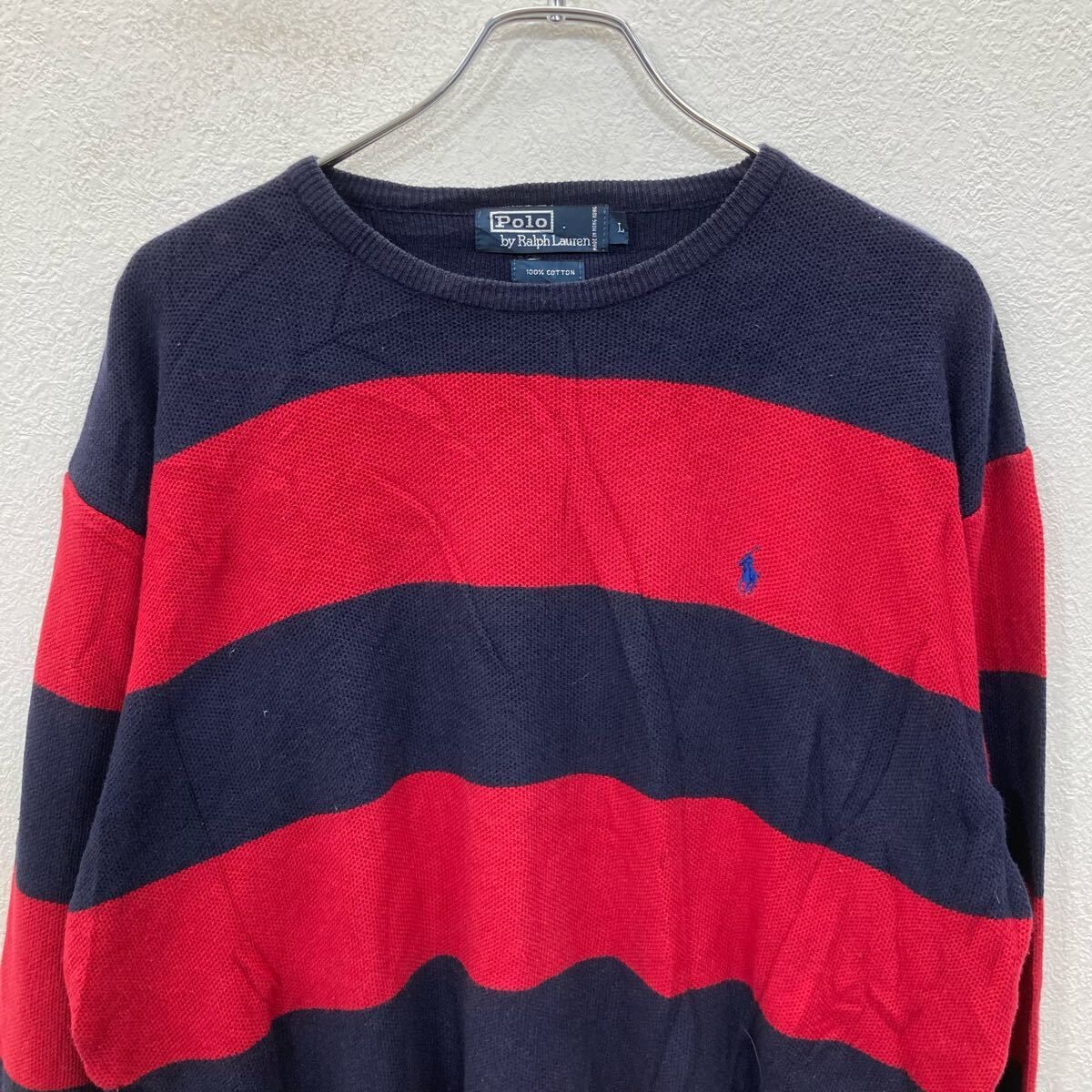 POLO RALPH LAUREN コットンニット セーター L ネイビー ポロラルフ 