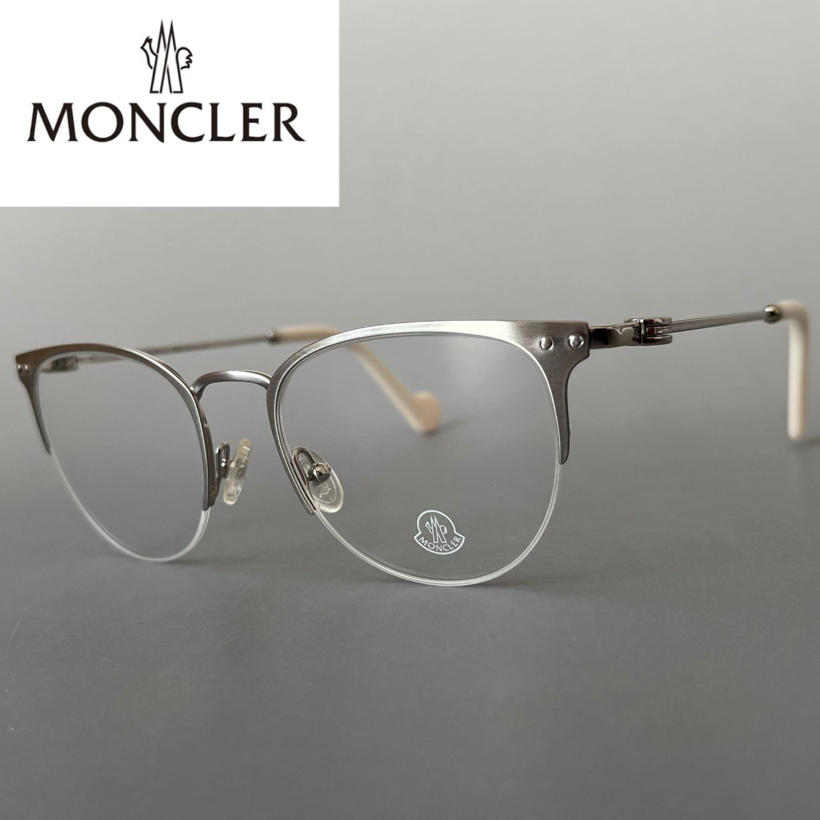 モンクレール メガネ MONCLER シルバー 銀 メタル ホワイト 白 