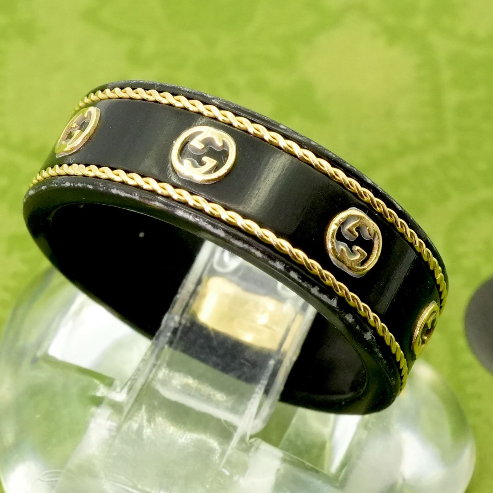 美品 GUCCI ブラックセラミック インターロッキング リング 18WG 美品 GUCCI ブラックセラミック インターロッキング リング 18WG GUCCI