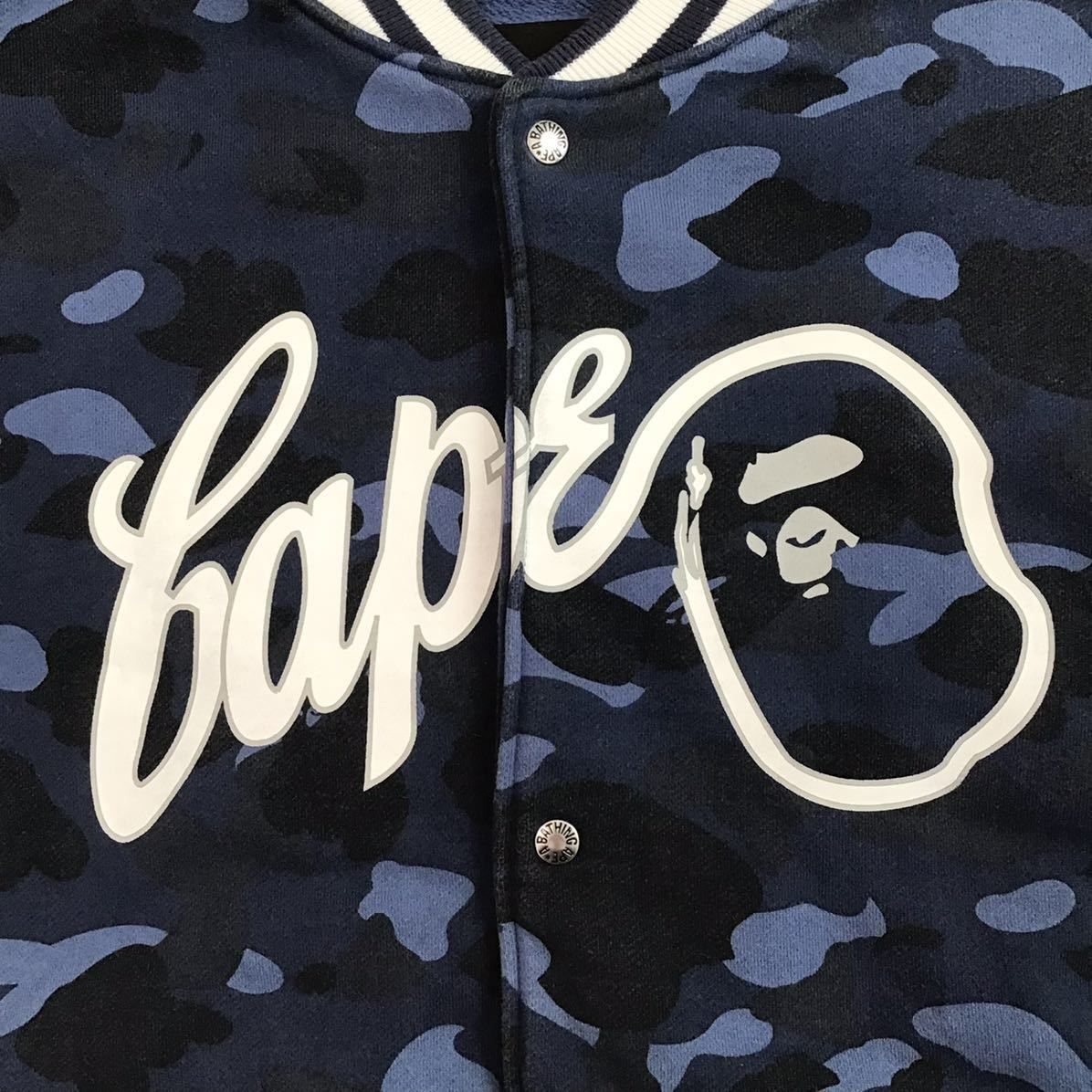NIGO Bape camo blue スタジャン varsity jacket TONAL SOLID CAMO PADDED VARSITY JACKET 2023年9月16日(土)発売