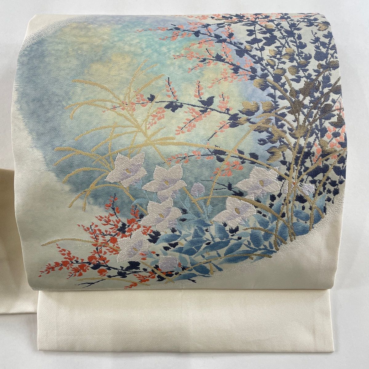 美品】 名古屋帯 秀品 櫛 箔 ラメ糸 深緑 正絹 【中古】 袋帯 美品