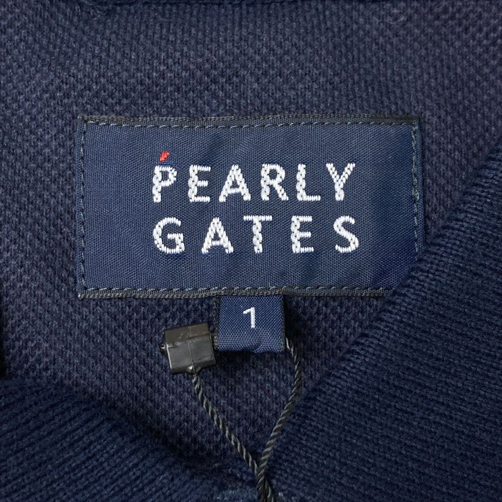 サイズ：1 PEARLY GATES パーリーゲイツ 055-1160308 半袖ポロシャツ ロゴ総柄 ネイビー系 [240101475388] ゴルフウェア レディース ストスト PEARLY GATES パーリーゲイツ 055-1160308 半袖ポロシャツ ロゴ