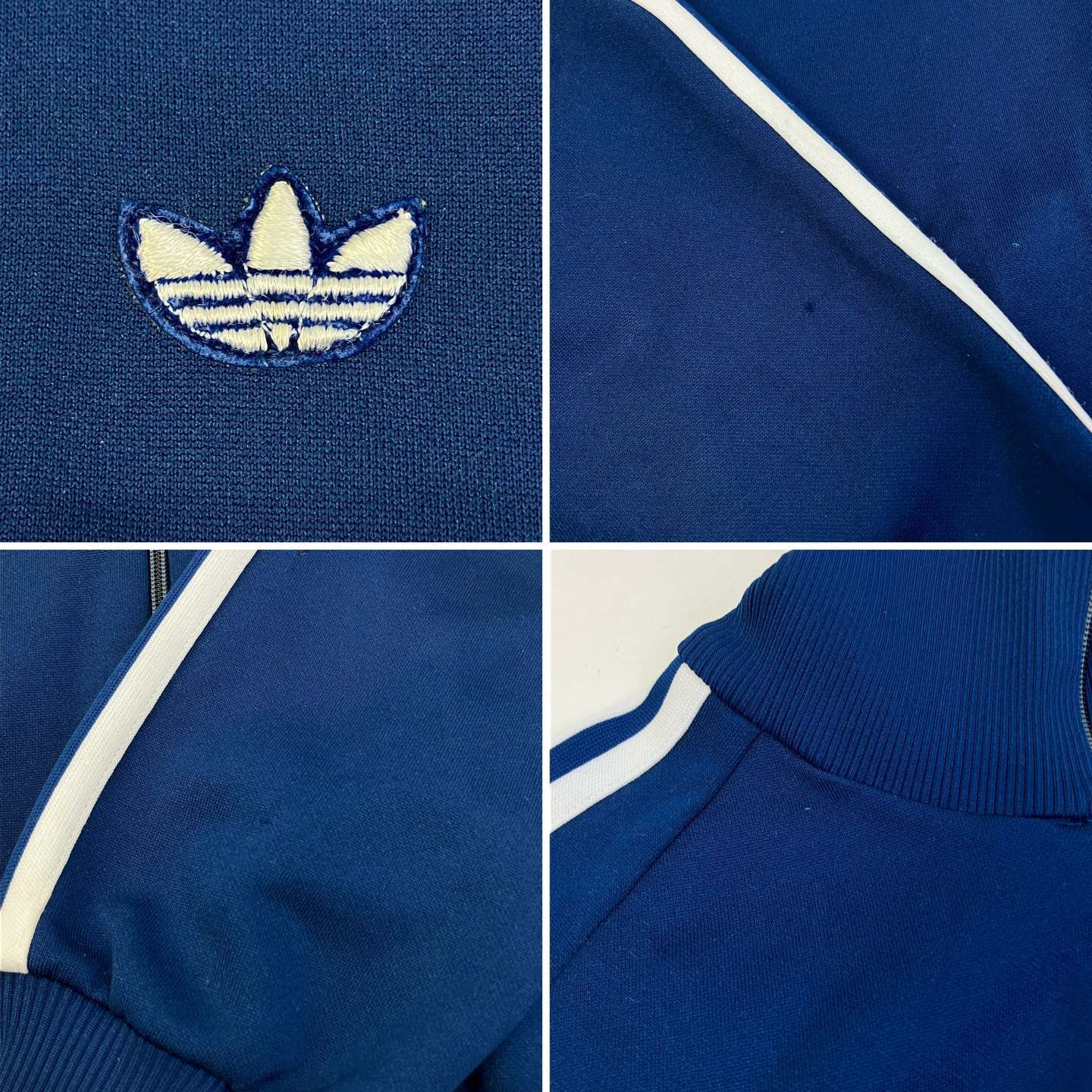 80s 好配色 アディダス デサント製 トラックジャケット ホワイト 紺 5号 01w-5157 アディダス adidas トラックジャケット 3号 70s 80s