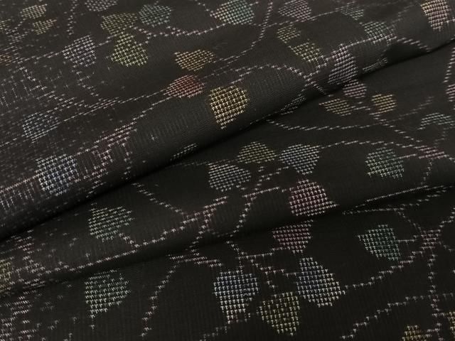 平和屋着物○本場大島紬 カタス7マルキ 蔦の葉文 正絹 逸品 未使用