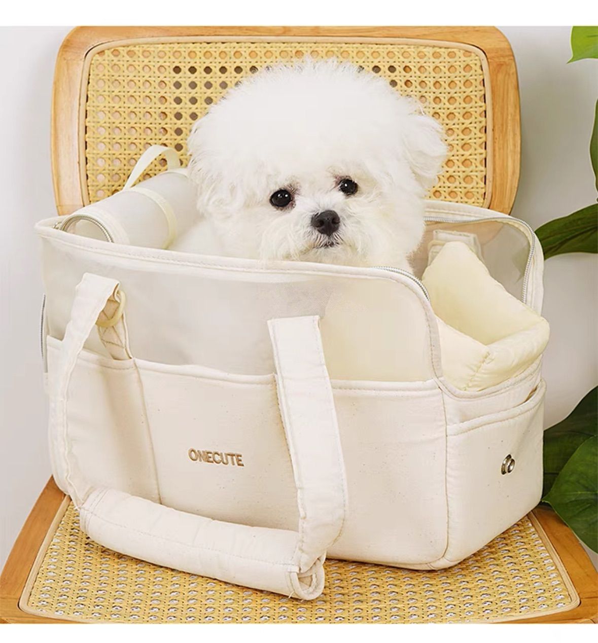 中犬用 ONECUTE ペット用 犬用 EVAマテリアル アウトドア 収納バッグ ハンドバッグ ショルダーバッグ Medium size begie 1点
