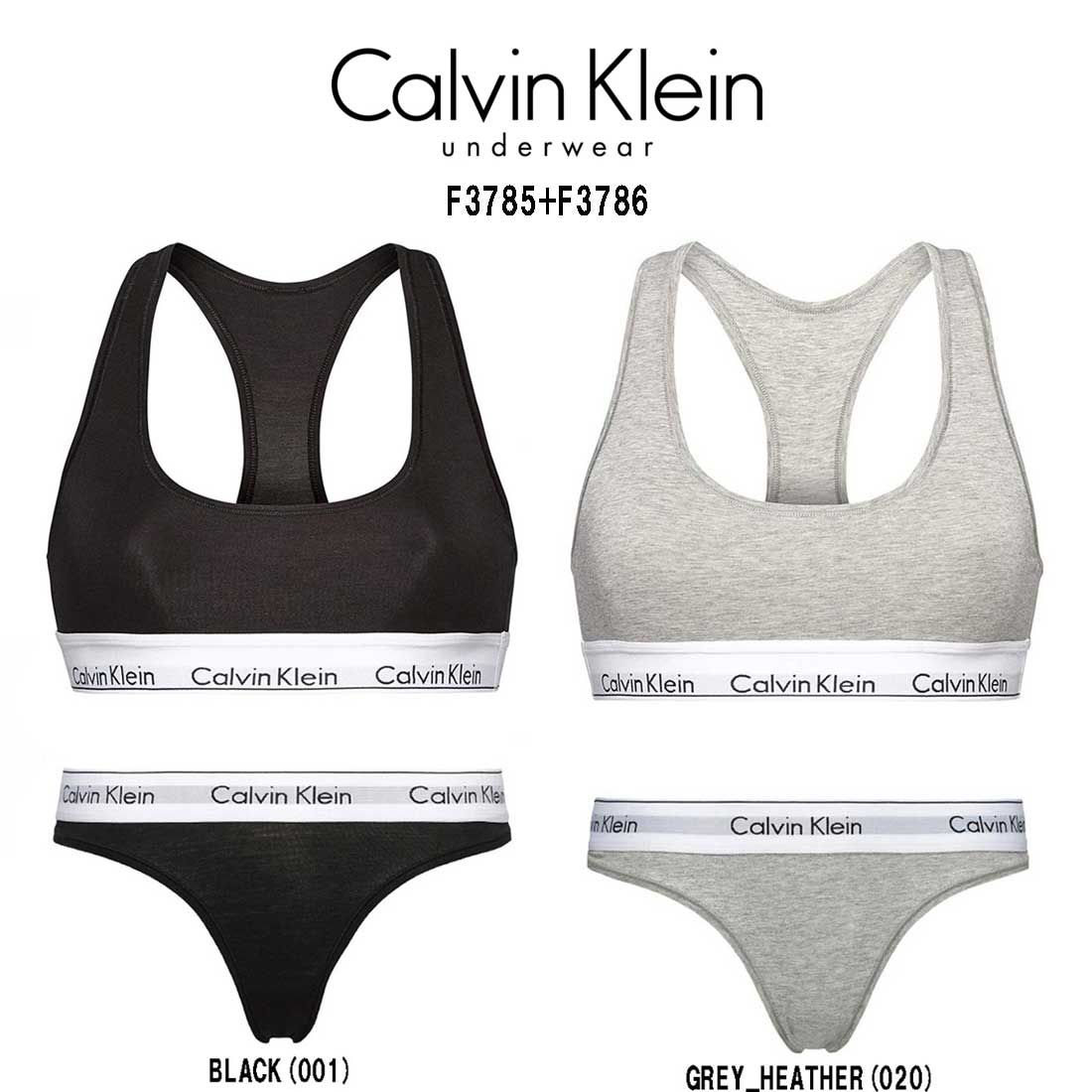 Calvin Klein カルバンクライン ck レディース ブラジャー Tバック ショーツ セット スポーツ ジム 筋トレ 運動 無地 女性用 下着 F3785 F3786