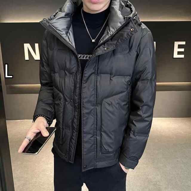 L 秋冬 コーデ メンズ 用 服 シンプル ファッション オシャレ 大人 かっこいい 大きいサイズ ストリート 紳士服 ダウン ジャケット スリム カジュアル フード付き ジャケット トップス