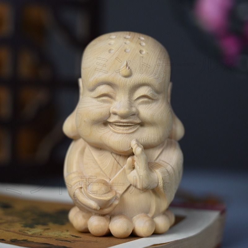 極上品 木彫仏像 七福神弥勒仏 布袋様 彫刻 本金 切金 天然木檜材 弥勒仏 極上品 木彫仏像 切金 仏師彫り 細工精彫 七福神 布袋様